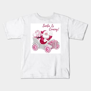 Retro Vintage Pink Santa Claus Kids T-Shirt